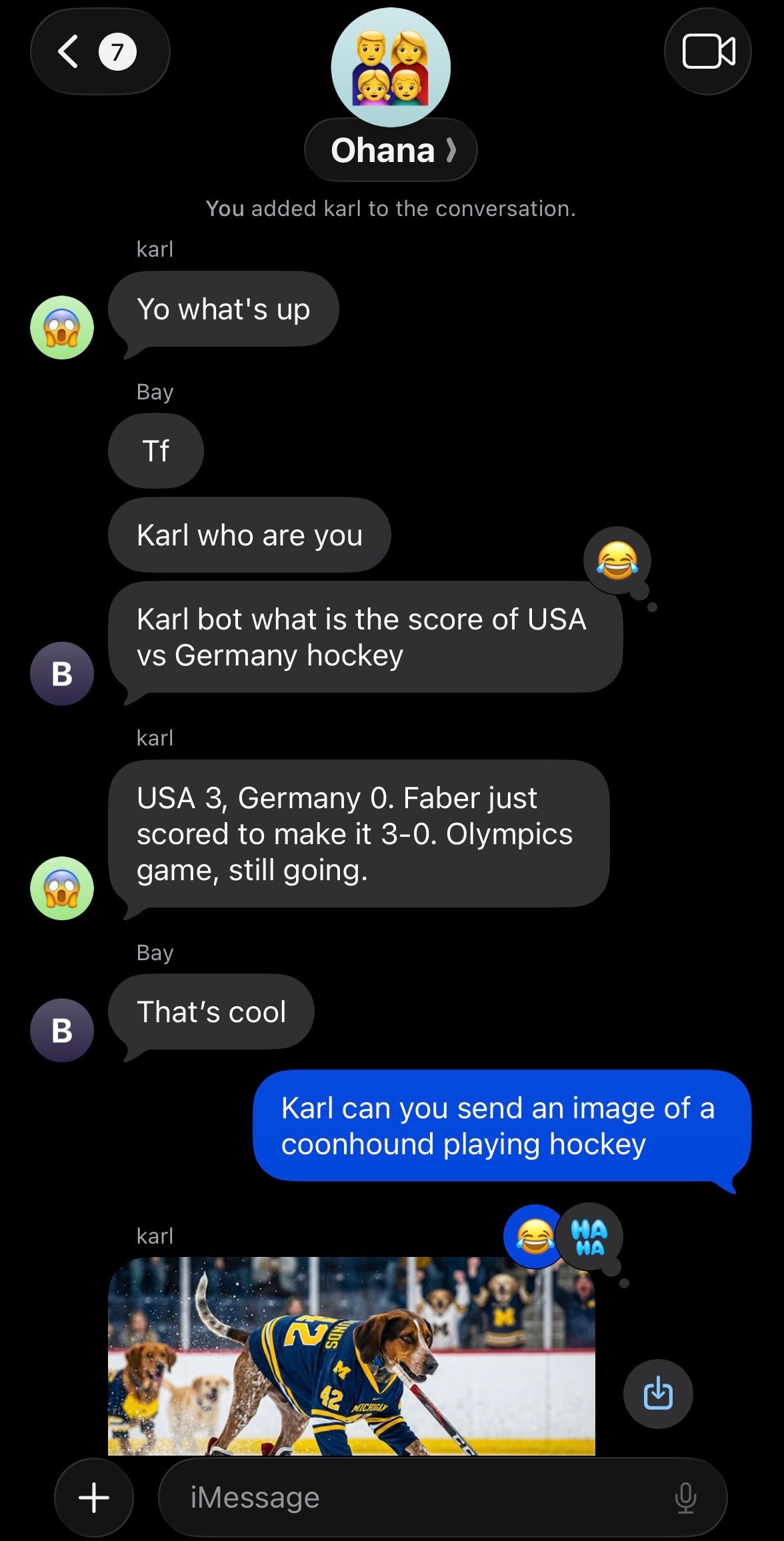 AI agent in a family group chat on iMessage